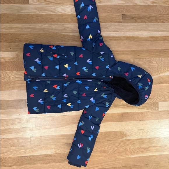 Primary- parka puffer coat and confetti hearts, navy confetti hearts - Picture 3 of 6